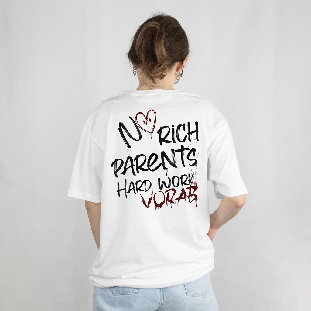 No Rich Parents, Hard Work Attitude Oversize Tee - Urban Style,