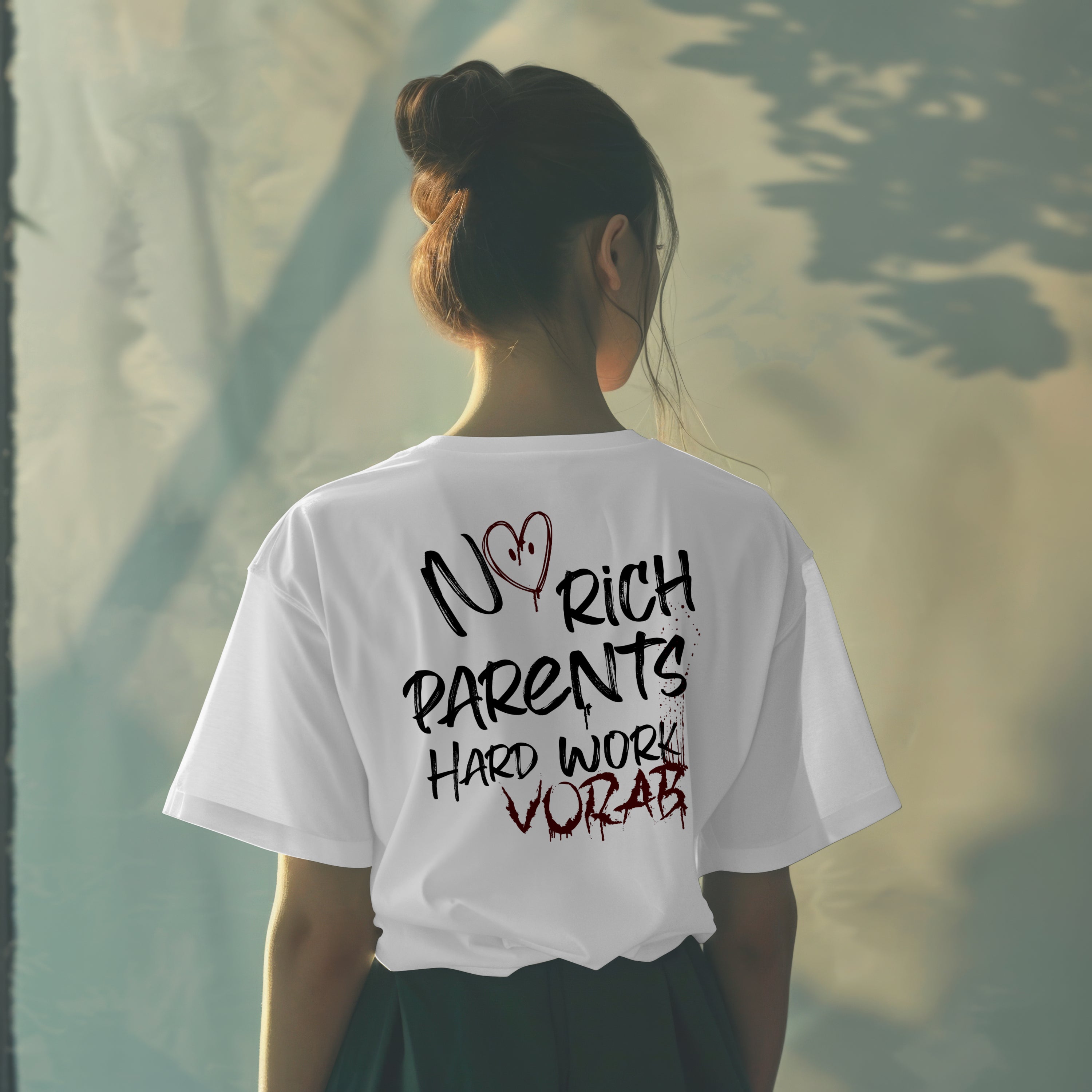 No Rich Parents, Hard Work Attitude Oversize Tee - Urban Style,